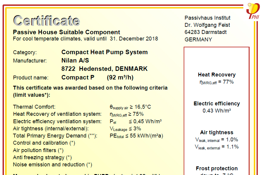 CErtificado Compact Nilan